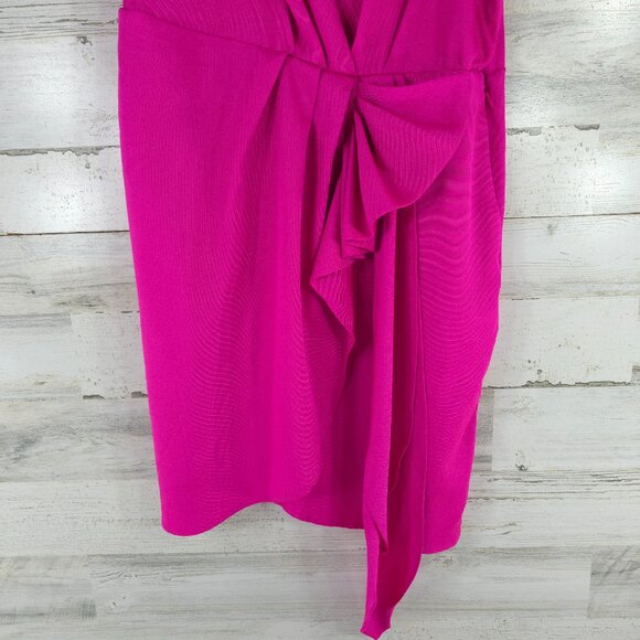 BCBGeneration ONE SHOULDER HOT PINK COCKTAIL DRESS WOMEN'S SIZE 12 LINED *FLAW* - Picture 5 of 16